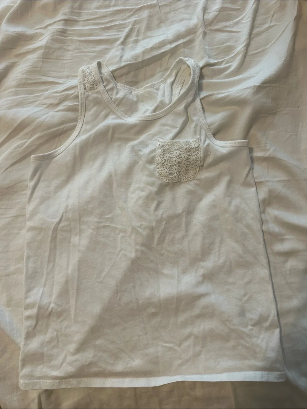 White Lace Pocket Tank Top
